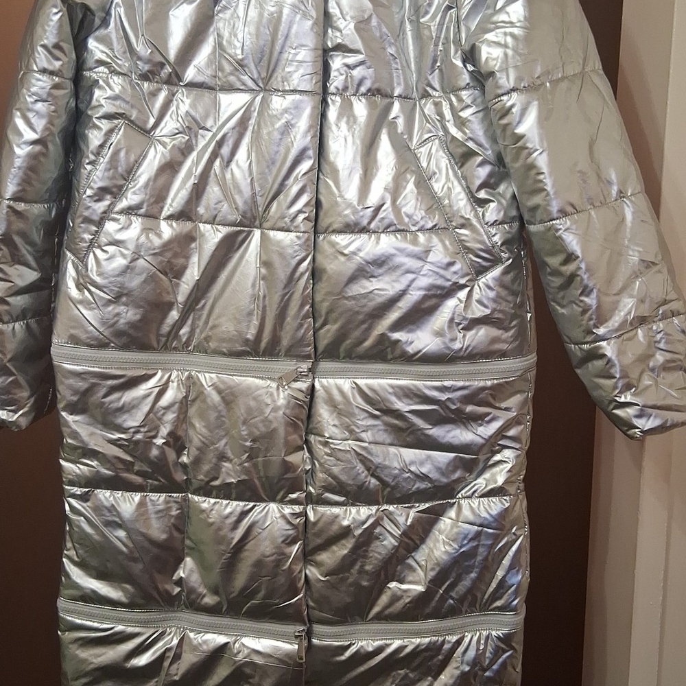 Women's Silver Puffer Coat